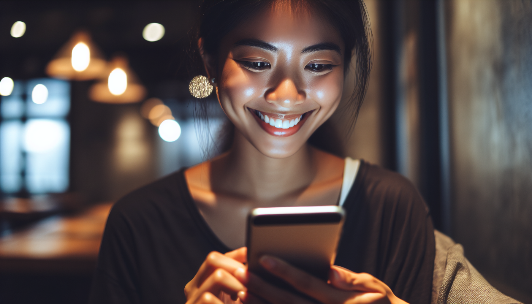 Person smiling at phone showing personalized year-in-review screen
